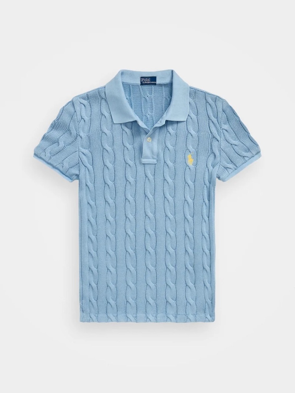 Cable knit polo shirt NWOT in ice blue